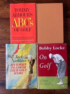 4 Vintage Golf Instruction Books Tan Orange Cute Book Stack Interior Decor 60s